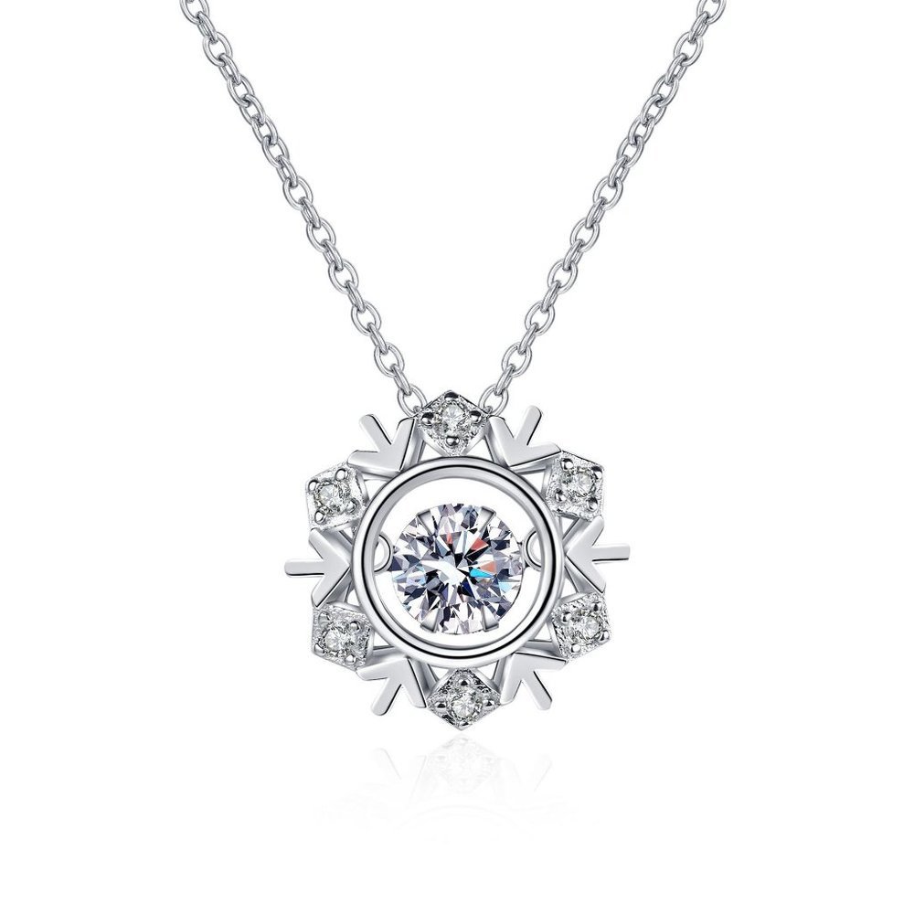 Certified 1/2ct. t.w. Diamond Moissanite Dancing Snowflake Necklace NEW - Picture 5 of 8